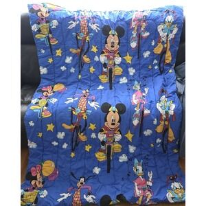 Vintage Y2K Disney Mickey &‎ Friends Biking Reversable Comforter Goofy Pluto